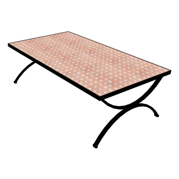Mosaic House Moroccan tile Midi L 22-1 Custom Table White,   Light Pink,    solid zellige, mosaic, zellij, field, pattern, glaze 
